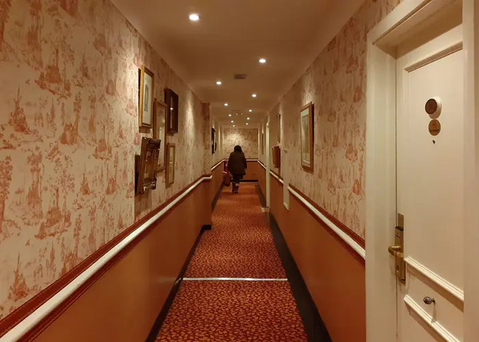 A hotel corridor