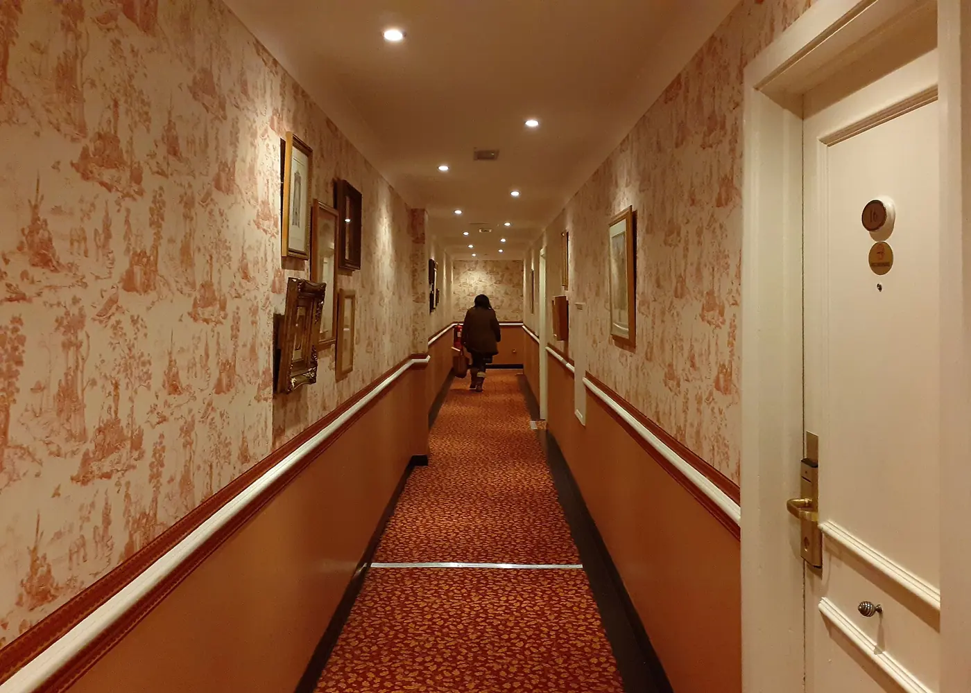 A hotel corridor