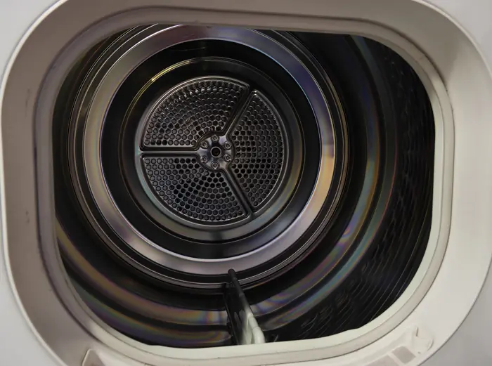 Inside a tumble dryer