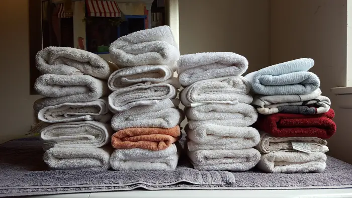 Neatly folded clean towels
