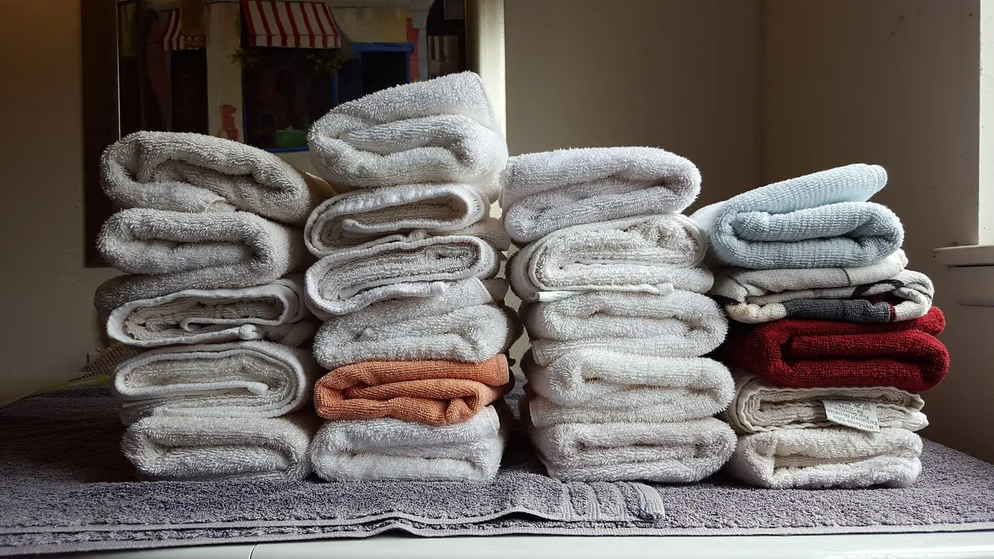 Neatly folded clean towels
